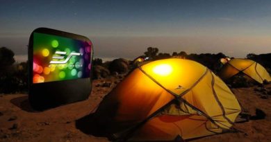The projector screen Pop-Up Cinema for camping