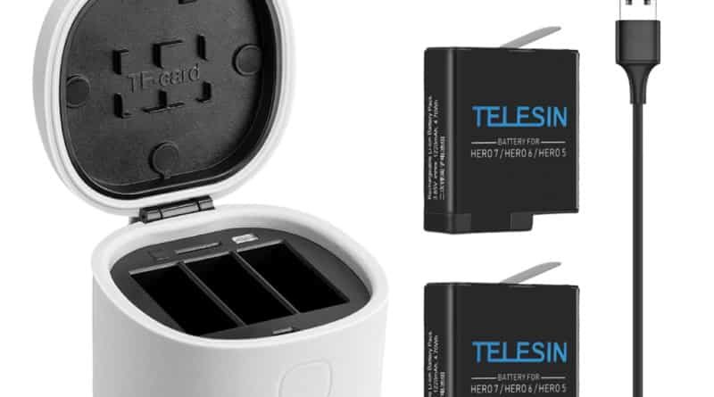 Triple charger for GoPro batteries from Telesin